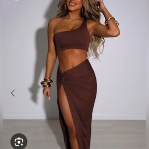 Babyboo brown long skirt set